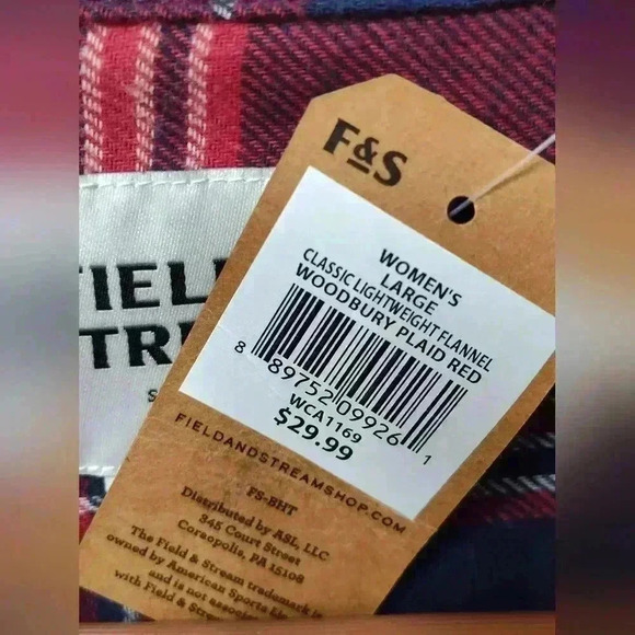 NWT Field & Stream Women's Classic Lightweight Flannel Shirt | Red Plaid | Large - Picture 5 of 6